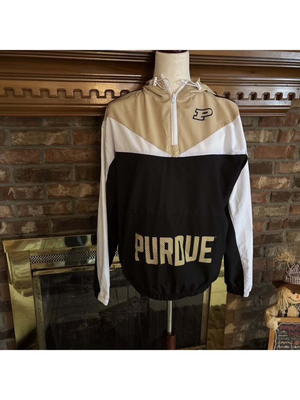 Ladies Purdue Black & Gold Quarter Zip Size Small Game Day By Ross Oversized